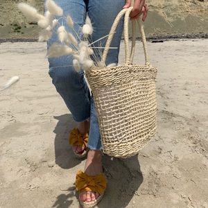 New!! Hand crafted Straw Shopper- hand weaved